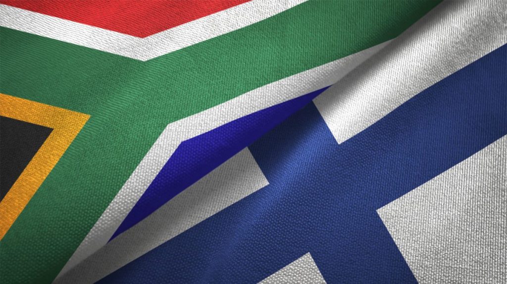 Finland and South Africa flag together realtions textile cloth fabric texture