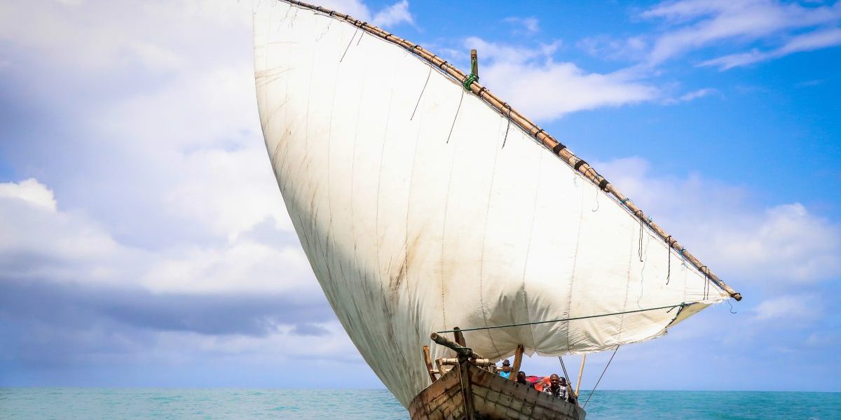 Marine and coastal ecosystems support the livelihoods and income of many Tanzanians. This traditional dhow is used to transport goods from Zanzibar to the mainland. Image: Romy Chevallier