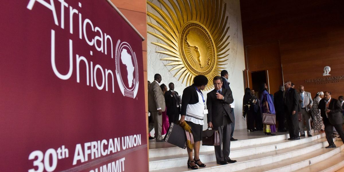 Delegates leave the plenary hall of the Africa Union (AU) headquarters, before the start of the 30th Ordinary Session of the Assembly of Heads of State and Government of the AU in Addis Ababa on January 27, 2018. Image: Getty, Simon Maina/AFP