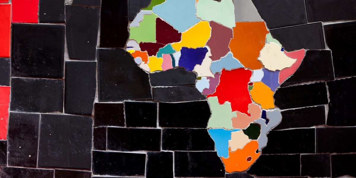 A colorful African map made out of tiles on Escadaria Selaron stairway in Rio de Janeiro, Brazil. Image: Getty, Yasuyoshi Chiba/AFP