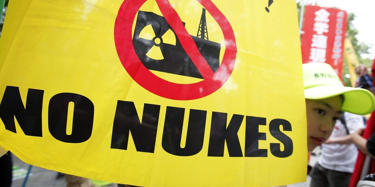 Hiroshima, Japan: People take part in an anti-nuclear power protest on the 66th anniversary of the 
Hiroshima atomic bombing on August 6, 2011 in Hiroshima. Image: Getty, Kiyoshi Ota