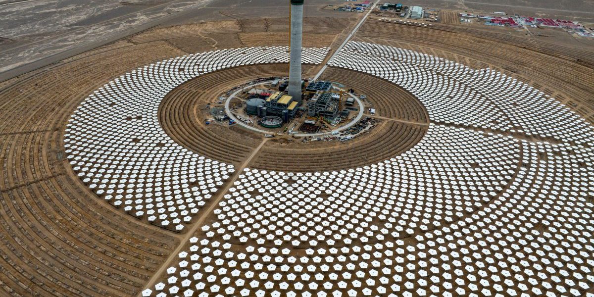 Solar photovoltaic power project under construction in Zhangye, Gansu province, China (STR/AFP via Getty
Images)