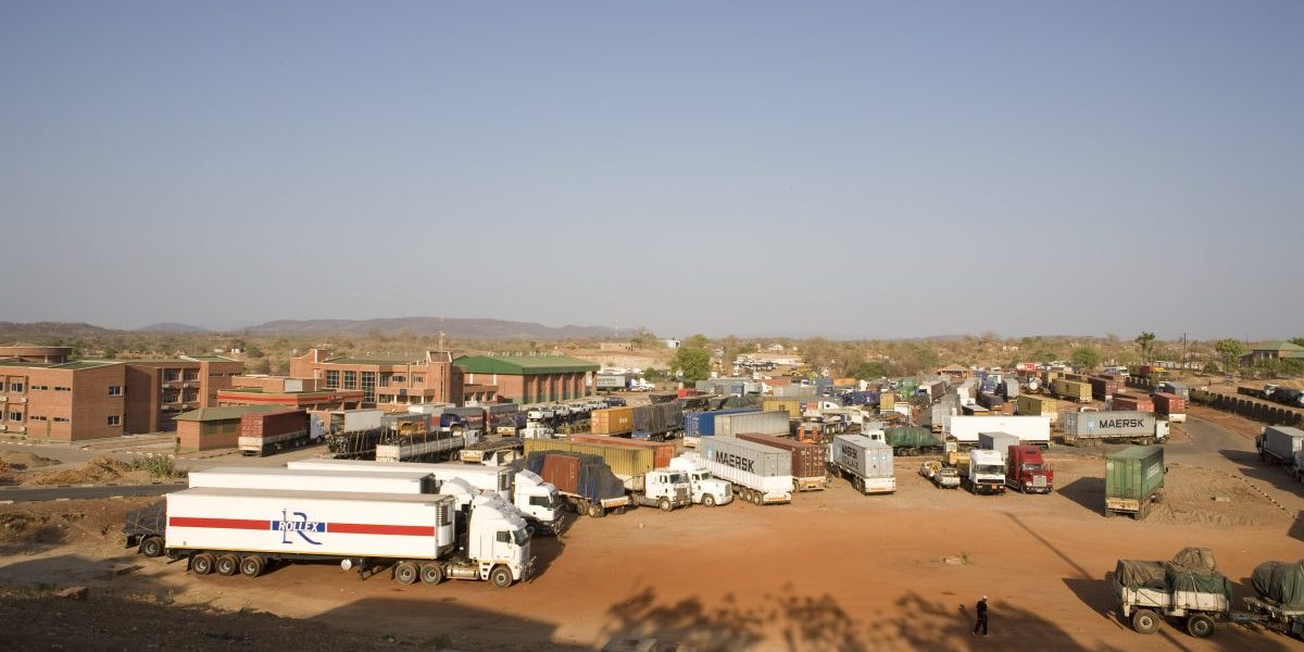 The customs yard near the border post in Chirundu on the border of Zambia and Zimbabwe is a transit point on the trucking route from South Africa. Image: Getty, Gideon Mendel/Corbis