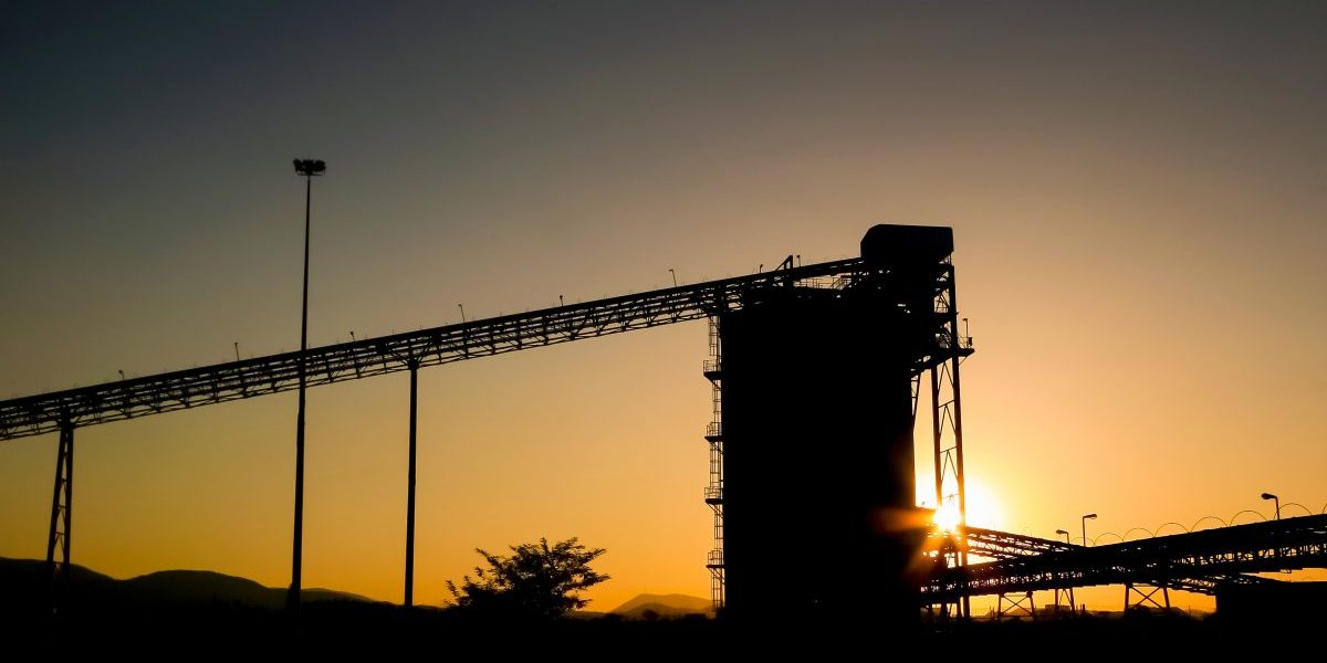 Palladium Platinum Mine conveyor belt and silo at sunset. Image: Getty, Sunshine Seeds/iStock