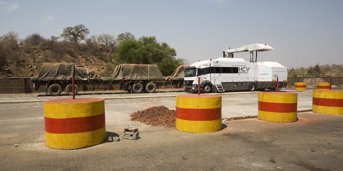 A state of the art scanner is used to inspect the contents of a truck at the new customs building in Chirundu on the border of Zambia and Zimbabwe. Image: Getty, Gideon Mendel/Corbis