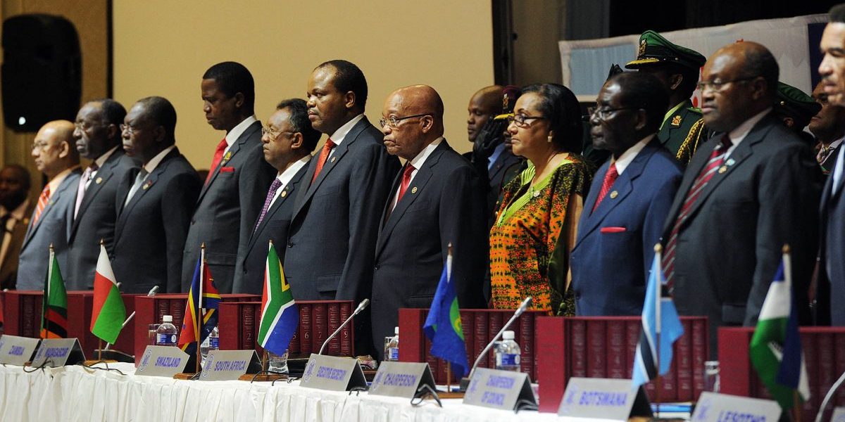 President Jacob Zuma with Heads of States during the opening ceremony of the 35th SADC Heads of State and Government Summit held at Gaborone. Image: Flickr, GovernmentZA