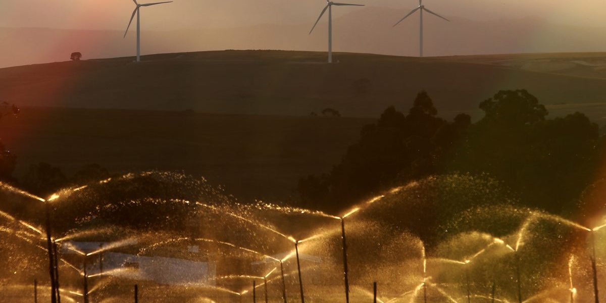 Wind turbines seen at the Dassiesklip Wind Energy Facility Project outside Caledon on February 9, 2014 in Cape Town, South Africa. Image: Getty, Nardus Engelbrecht/Gallo Images