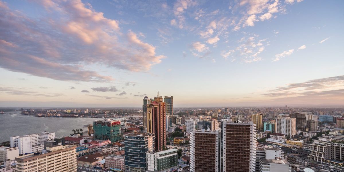 Dar es Salaam business district cityscape aerial view. Image: Getty, Wilpunt