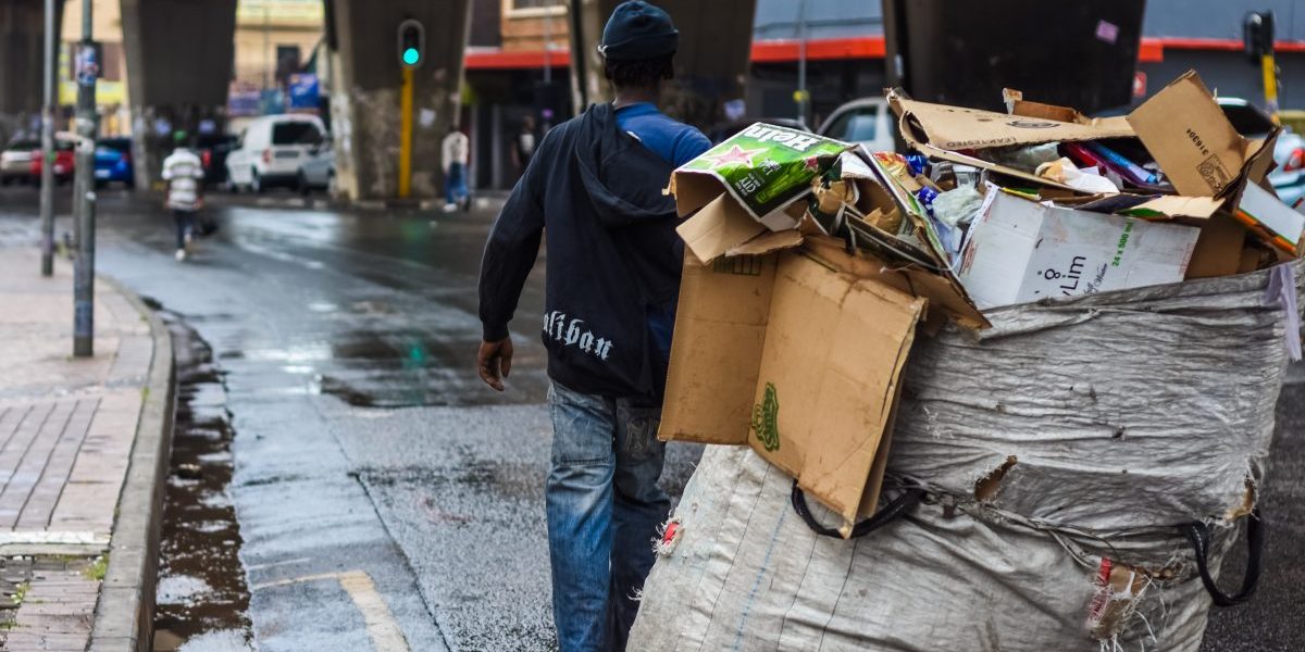 Waste ‘reclaimers’ earn a living by collecting recyclables, sorting them and selling on to the recycling plants in Johannesburg, South Africa. Image: iStock, Vladan Radulovic (RSA)