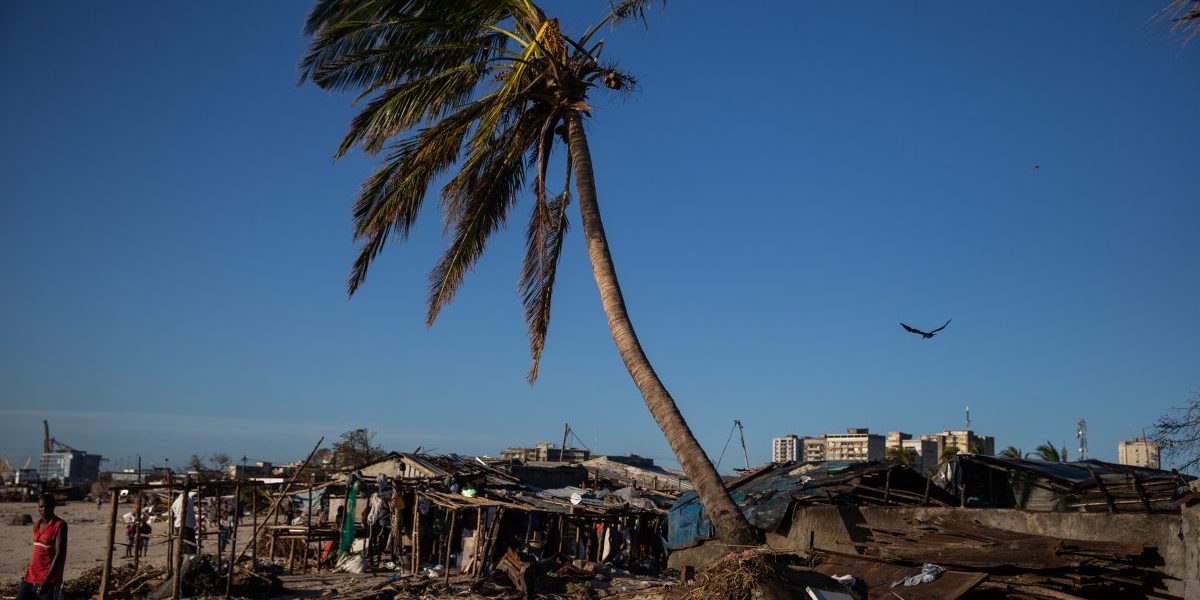 The Praia Move area, Beira, Mozambique on March 24, 2019 after Cyclone Idai smashed into Mozambique’s coast unleashing hurricane-force wind and rain that flooded swathes of the  country. Image: Getty, Wikus de Wet/AFP