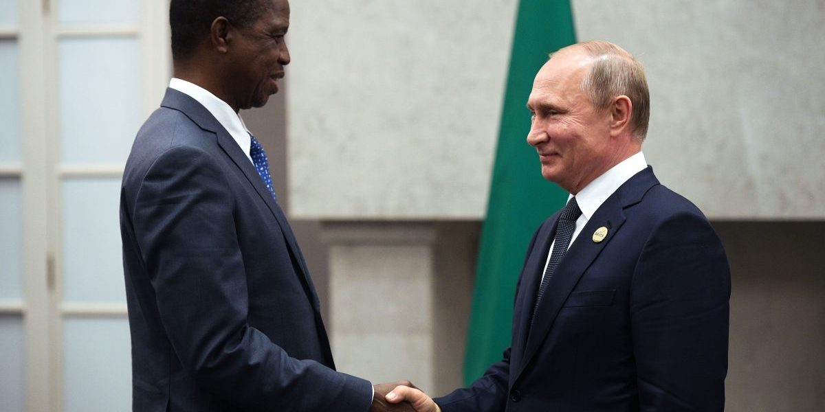 Russian President Vladimir Putin meets with Zambia's President Edgar Lungu on the sidelines of the 10th
BRICS summit on July 26, 2018 in Johannesburg, South Africa. Image: Getty, Vladimir Astapkovich/AFP