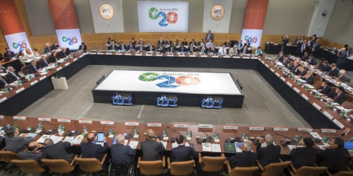 Finance Ministers and Bank Governors from the G20 meet during the IMF/World Bank Meetings October 10, 2014 at the IMF Headquarters in Washington, DC.